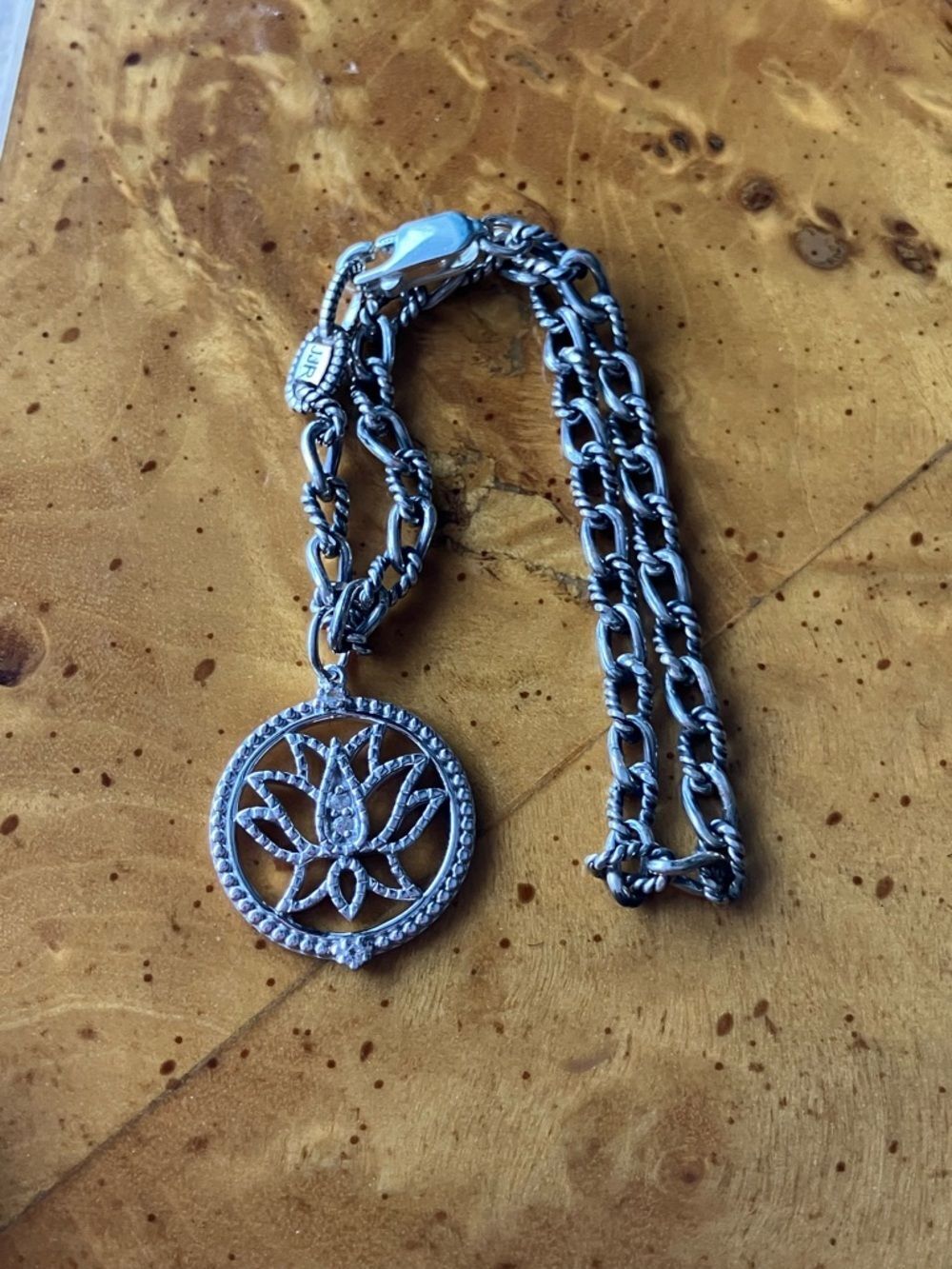 Judith Ripka Sterling Silver Lotus Charm Bracelet